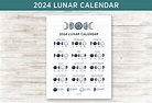 Calendario Lunar imprimible 2024 calendario de fases lunares calendario ...