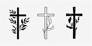 Cross religious Funeral design with branches. Vector illustration in ...