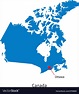 Detailed map of Canada and capital city Ottawa Vector Image