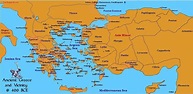 Map of ancient Greece 400 BCE - Mainland and Greek Minor Asia