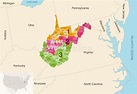 Condados Del Estado De Virginia Occidental Coloreados Por Distritos ...