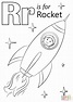 Kirjain R kuten Rocket värityskuva