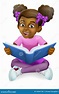 Black Girl Child Cartoon Kid Reading Book Stock Vector - Illustration ...