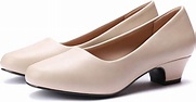 Amazon.com | Women's Dress Pumps Low Heels - Formal White Wedding Shoes ...