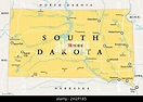 Mappa politica del Sud Dakota Foto stock - Alamy