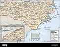 Mappa Politico della Carolina del Nord Foto stock - Alamy