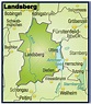 Karte von Landsberg als Übersichtskarte in Grün - Lizenzfreies Bild ...