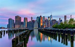 Download wallpapers New York in evening, 4k, old pier, Manhattan ...