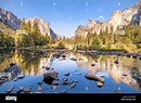 Merced River in Yosemite National Park at sunset, California, USA Stock ...