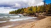 Rugged and rocky shores of Lake Superior in Michigan's Upper Peninsula ...