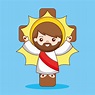 Jesús el redentor con cruz, ilustración de dibujos animados | Vector ...