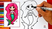 Cómo dibujar y pintar una SIRENA KAWAII fácil | Learn to Draw a Cute ...