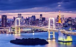 Fotos von Präfektur Tokio Japan Brücke Nacht Flusse Städte 3840x2400