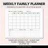 Weekly Family Planner Printable Instant PDF Download Fillable PDF US Letter & A4 Size Family ...