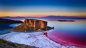Wallpaper Lake Urmia, Iran, lake, water, sunrise, rock, 5K, Travel #23521