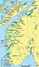 Norway fjords map - Map of Norway showing fjords (Northern Europe - Europe)