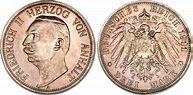 Moneda 3 Mark Anhalt-Dessau (1603 -1863) Plata 1909, 1911 Federico II ...