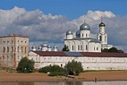 Yuriev Monastery in Velikiy Novgorod, Russia, from the Volkhov River ...