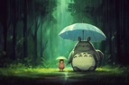 Un personaje de dibujos animados sostiene un paraguas bajo la lluvia ...
