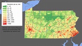 Pennsylvania population density map (2010) | Map, Pennsylvania, Density