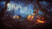 Wallpaper : digital art, Photoshop, night, spooky, Halloween, Terror ...