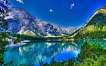 lago de origen glaciar, lago de montaña, hdr, paisaje de montaña, Alpes ...