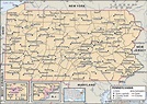 Pennsylvania State Map With Cities And Towns - United States Map