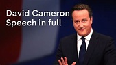 David Cameron speech at Conservative Party Conference - YouTube