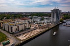 Berlin aus der Vogelperspektive: Baustelle zum Neubau des Hochhaus ...