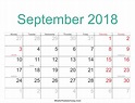 September 2018 Calendar Printable with Holidays | Whatisthedatetoday.Com