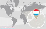 Mapa mundial com luxemburgo ampliado. bandeira e mapa de luxemburgo ...