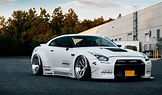 Nissan GT-R, white coupe, exterior, front view, luxury wheels, tuning ...