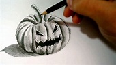 Como Dibujar una Calabaza de Halloween Realista con Lapiz muy Facil y ...