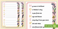 Mother's Day Acrostic Poem Example (teacher made) - Twinkl