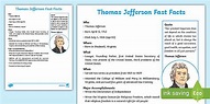 Printable Thomas Jefferson Fact File | Resource | Twinkl