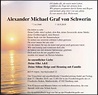 Traueranzeigen von Alexander Michael Graf von Schwerin | Trauer-in-NRW.de