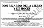 Ricardo de la Cierva y de Hoces | ESQUELAS ABC