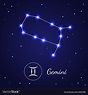Gemini zodiac sign stars on the cosmic sky Vector Image
