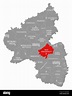 Bad Kreuznach red highlighted in map of Rhineland Palatinate DE Stock ...