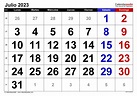 Calendario julio 2023 en Word, Excel y PDF - Calendarpedia