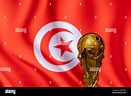 FIFA World Cup trophy against the background of Tunisia flag Stock ...