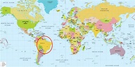 Brasil mapa do mundo - Brasil no mapa do mundo (América do Sur - Américas)