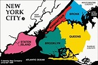 Cinco condados mapa - Mapa de los cinco condados de Nueva York (Nueva ...