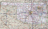 Large detailed roads and highways map of Oklahoma state with national ...