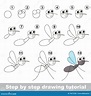 Tutorial Del Dibujo El Mosquito Ilustración del Vector - Ilustración de ...
