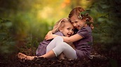 Two cute little sisters playing in the park wallpapers and images ...