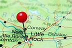 Little Rock en un mapa de Arkansas, Estados Unidos: fotografía de stock ...