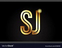 Gold alphabet letter sj s j logo combination icon Vector Image