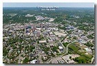 An aerial photo showing downtown Kalamazoo, MI, viewed to the north