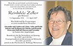 Traueranzeigen von Reinhilde Zeller | Augsburger Allgemeine Zeitung
